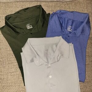 3 TELALEO Mens Performance Polo Shirts Green Blue Gray Golf Wick Short Sleeve XL